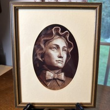 Vintage St Elizabeth Ann Seton Framed Bronze Portrait Framed Catholic Art picture