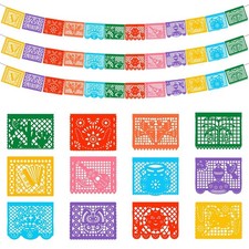66Ft Mexican Papel Picado Banner 3 Pack Fiesta Party Decorations Waterproof picture