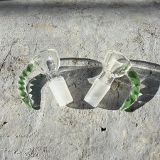 2 PCS Premium 14mm Green Horn Bowl Holder Thick Glass Made Built-in Screen picture