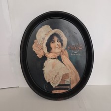 Vintage Coca-Cola Memorabilia Metal Oval Serving Tray w/ 1914 Betty Girl Design  picture