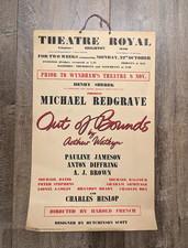 Theatre Royal Brighton 1956 Poster Out of Bounds  Arthur Watkyn Michael Redgrave picture