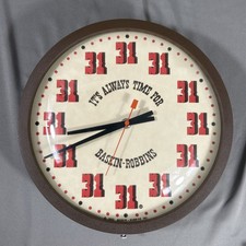NEAR MINT Vintage Baskin Robbins Round Advertising Wall Clock Seth Thomas WORKS picture