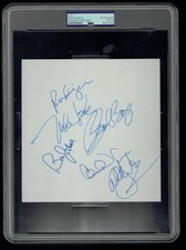 Beach Boys signed 8x8 cut Mike Love Carl Wilson Al Jardine Bruce Johnston RC PSA picture