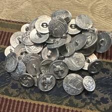 46 Handcrafted Cast Lead-free Pewter Buttons Re Enactor - Mixed Seconds Sm/Med picture