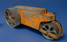 Vintage Hubley Die Cast Metal Diesel Orange Steam Roller Truck Tractor Toy 480 picture