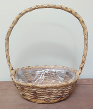 Vintage MCM 1970's Bamboo Wicker Easter Basket Medium picture