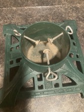 Vintage XL Christmas Tree Stand Cast Iron 14x14”  Trunk Size 1.5-5” Green picture
