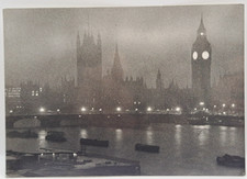 Westminster River Thames Night London England Vintage Royal Festival Hall 3F3 picture