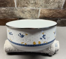 Vintage Lincoware Happy Geese Metal Enameled Bowl  7” Granny Farmhouse Kitchen picture