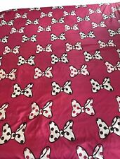 Disney Minnie Mouse Hot Pink Twin Flat Sheet Large Bows W/ Polka Dots Polyester picture