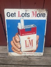Vintage L&M Cigarettes Embossed Metal Sign 22” Rare 1950s picture