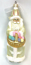 Vintage Patricia Breen Glass Christmas Ornament Santa Egg Basket Gold 7