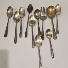 1847 Rogers Bros IS Silverplate Flatware Lot 10pc Spoons & Forks, Silver picture