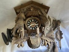 Vintage German Black Forest Wooden Cuckoo Clock Hunters Bird Rabbit PARTS REPAIR picture