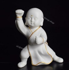 4.7 Chinese White Porcelain Ceramics Gild Lovable Elephant Figurine Statues 52 picture