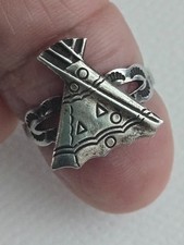 Vintage Southwestern Teepee Ring Handcrafted from Sterling Silver Size 5 picture