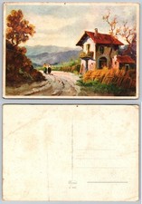 Vintage Italian Rural Art Postcard Ceccami House Women Mountains Printed Italy picture