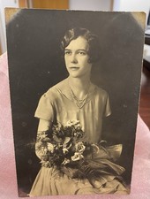 Vintage Sepia Portrait Photograph Woman with Flowers (B) picture