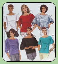 Misses TOPS Pattern for Stretch KNITS Boat Neck McCall's 3516 Sizes Lrg-Xlrg FF picture