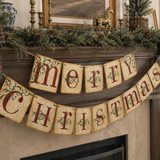 Christmas Decorations - Vintage Merry Christmas Banner for Home Decor picture
