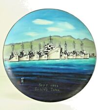 = 1955 Sasebo Japan Wall Plate Hand Painted & Signed Porcelain U.S. Navy Fleet  picture