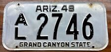 GOOD 1948 Maricopa County, ARIZONA PASSENGER VEHICLE LICENSE PLATE AL2746 MVD OK picture