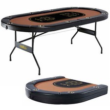 Poker Table 10 Player Texas Holdem Game Folding Casino Legs Cup Holders Metal picture