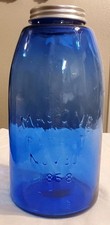 Mason's Patent Nov 30th 1858 Cobalt Blue 1/2 Gallon Canning Jar 1970's REPO Nice picture