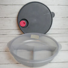 Tupperware Meal Keeper 3 Compartment Microwave Reheat Vent Smoke Gray Black 3284 picture