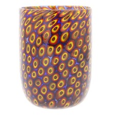 GlassOfVenice Murano Glass Tumbler - Mosaic Red and Yellow picture