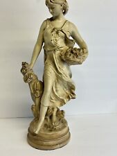 Rare Vintage Marwal Inc. Chalkware Classical Greek Statue Woman with Flowers picture