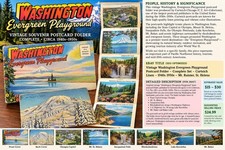 VTG Curteich Washington Evergreen Playground Linen Fold-Out Postcard Folder picture