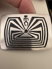 Hopi Man in the Maze Sterling Silver Belt Buckle vintage  picture