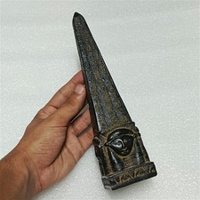 Egyptian Obelisk Statue Hathor Face Hieroglyphs Pharaoh Decor Collectible picture