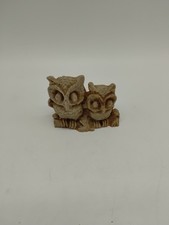Vintage Miniature Beige Owl Pair On Limb  2