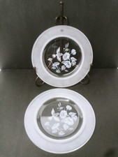 2X  AVON 24% Full Lead Crystal With Frosted Hummingbird Plate 8'' picture