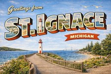 Greetings From St. Ignace, MICHIGAN Modern Postcard A486 picture