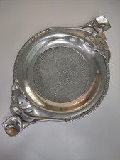 Round Pewter Server Tray W/ Please Lily Handles picture