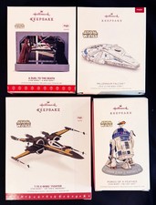 Hallmark Star Wars Duel, Millenium Falcon, T-70 X-Wing, Porgs Lot of 4D picture