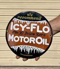 Old Vintage Icy-Flo motor oil porcelain sign Man Cave Office Shop Garage picture