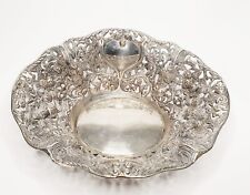 Vtg/Antique Ornate Silverplate Dish/Bowl/Basket-Floral Motif-8 Inches picture