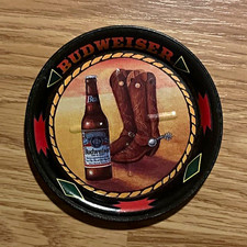 Budweiser Breweriana Coaster Cowboy Boots & Bottle Design 1996 Anheuser-Busch picture