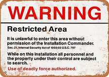 Metal Sign - Warning Restricted Military Area 51 - Vintage Look Reproduction picture