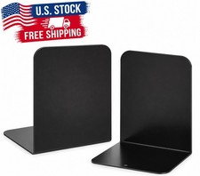 Bookends 1 Pair, Black Metal Book Ends, Heavy Bookends for Shelves, Book Stopper picture