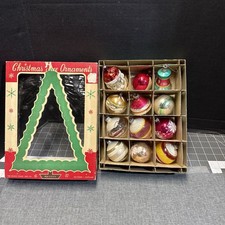 lot of 12 vintage christmas ornaments with box picture