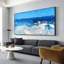 Abstract Thick Textured Blue Sea Painting Hand Painted Oil Painting On Canvas picture