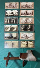 ANTIQUE 1901 UNDERWOOD STEREOSCOPE AND 12 PICTURES OF FAMOUS SCENERY/LANDMARKS picture
