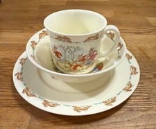 Vintage Royal Doulton Bunnykins 3 Piece English Fine Bone China picture