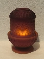 Scarlet Red Satin Beehive Honeycomb Mini Glass Fairy Lamp GLOWS Under UV 3