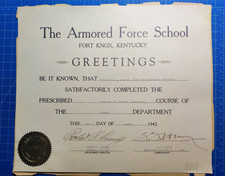 1942 WWII 705th Tank Destroyer Battalion Gunnery Certificate Fort Knox KY picture